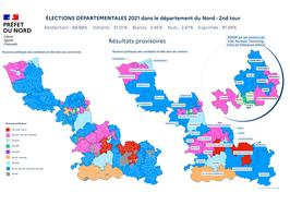 Carte du 2nd tour des élections - départementales