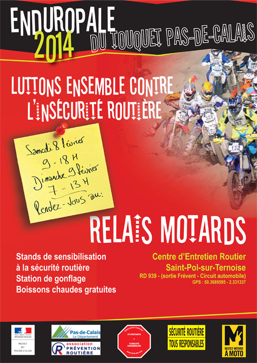 Affiche présentant les relais motards de l'Enduropale 2014