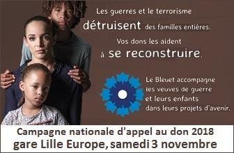 Campagne nationale d'appel au don du Bleuet de France - Opération pour la paix en gare de Lille Europe, le 3 novembre 2018