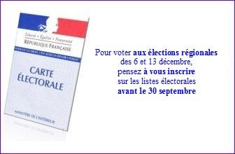 Elections régionales : inscription sur les listes électorales jusqu'au 30 septembre 2015