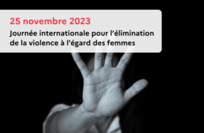 25 novembre 2023 : Journée internationale pour l'éliminatn de la violence à l'égard des femmes, une main dit stop.