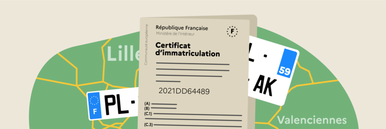 Illustration représentant une carte grise/certificat d'immatriculation