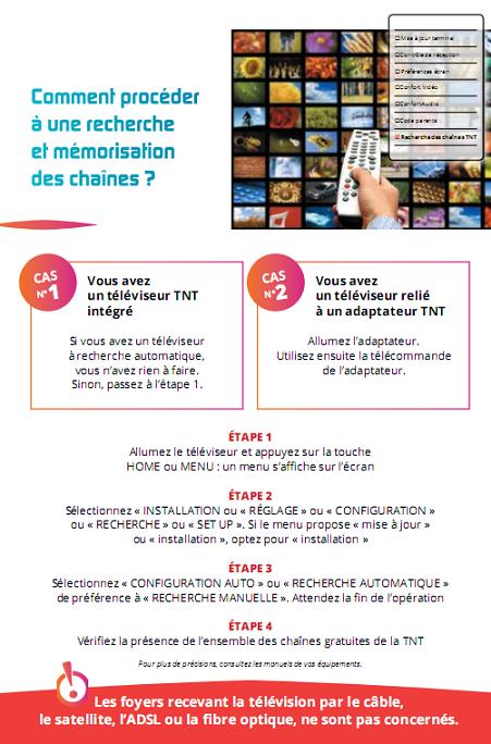 Nouvelles chaînes TNT - Présentation de la recherche et mémorisation des chaînes