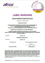 le certificat de labellisation délivrée par le groupe AFNOR